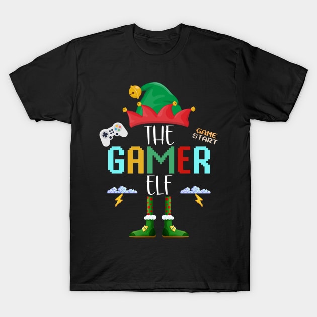 The Gamer Elf, Christmas Family Matching Fun Xmas Top T-Shirt by NearlyNow